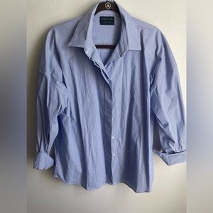 Oversized cotton button-front shirt blue and white ModernCitizen size med/lg